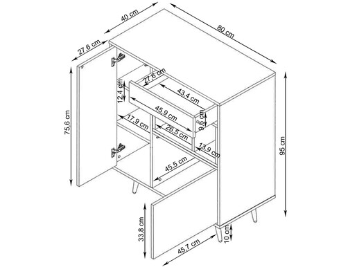 2-trg. Highboard LINUS in dualer Optik, Breite 80 cm