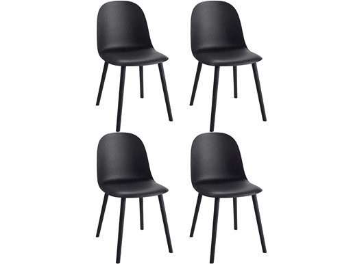 Modernes 4er-Set Stühle SCOTT aus Kunststoff in  in schwarz