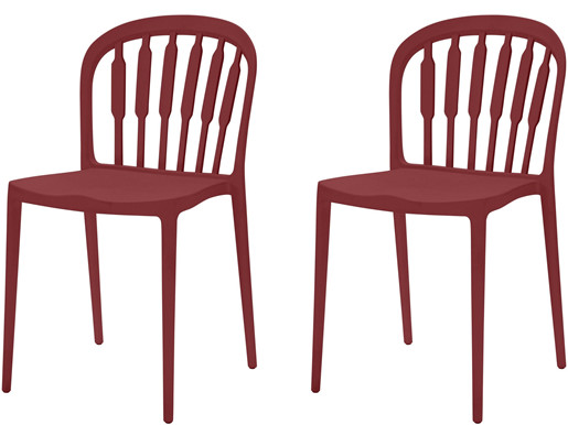 2er-Set Stühle LAERKE aus Kunststoff in rot