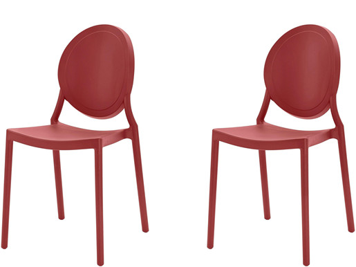 2er-Set Stühle WILMA aus Kunststoff in rot
