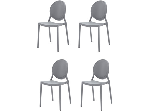 4er-Set Stühle WILMA aus Kunststoff in grau