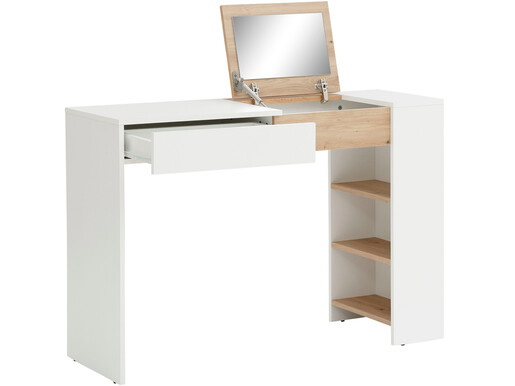 Schminktisch OLAI mit Spiegel in weiß/eiche, Breite 114 cm