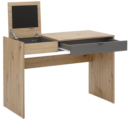 Schreibtisch SIGNE mit Spiegel in eiche/anthrazit, 110 cm