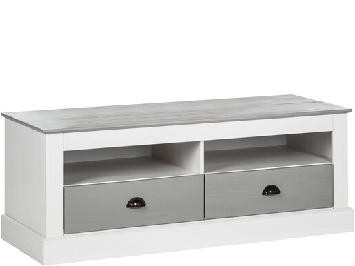 TV-Lowboard KAIA aus Kiefer in weiß/grau, Breite 120 cm
