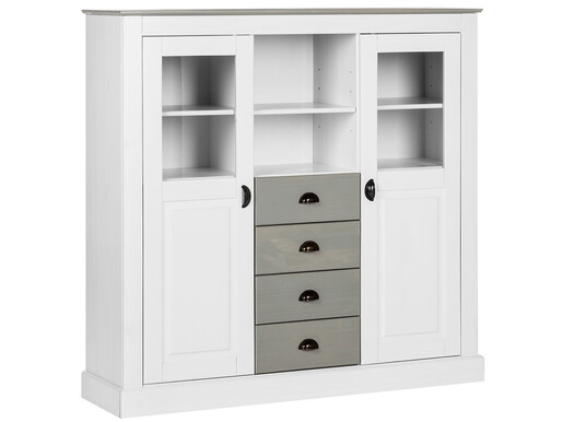 2-trg. Highboard KAIA aus Kiefer massiv in weiß/grau