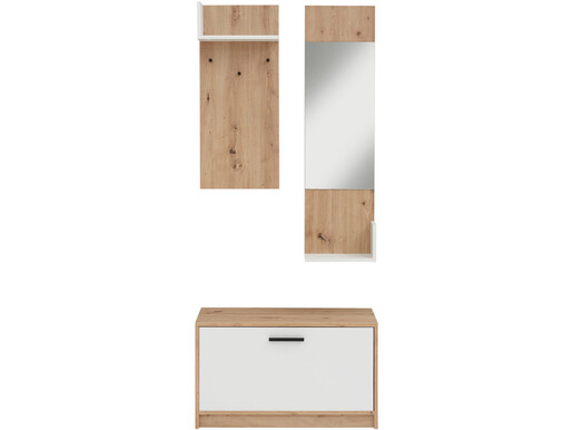 3-tlg. Garderoben-Set GYDA in weiß/eiche, modernes Design