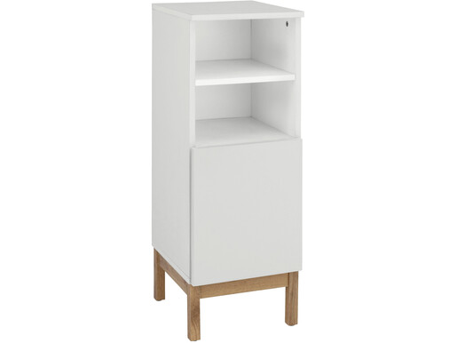 Unterschrank Lilly Breite 30 cm, Höhe 85,5 cm, mit Push-to-open Funktion in weiß/eiche