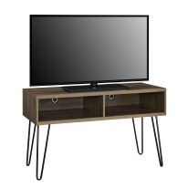 Lowboard Owen 2 offene Fächer, TV 42 inch, Stecknadelbeine aus Metall, Breite 106 cm in walnuss