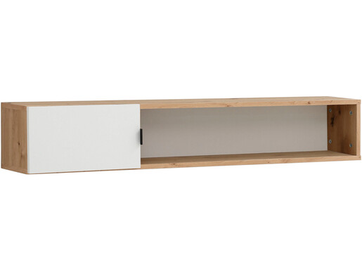 Wandregal LAHANA mit Tür in eiche/weiß, Breite 130 cm
