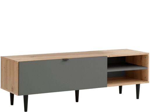 TV-Lowboard LAHANA in eiche/anthrazit mit 1 Klappe, 140 cm