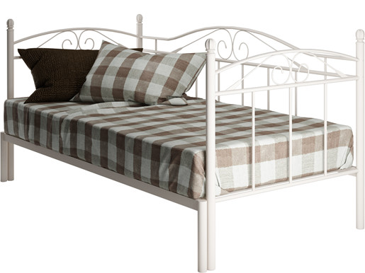 Tagesbett FLORENZ 90 cm aus Metall in weiß, ausziehbar