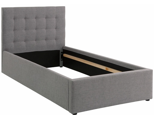 Polsterbett HOLLE mit Knopfheftung in grau, 100x200 cm