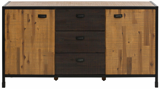 Sideboard SIMON 150 cm Breite aus Akazie in natur/schwarz