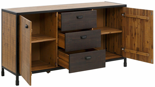 Sideboard SIMON 150 cm Breite aus Akazie in natur/schwarz