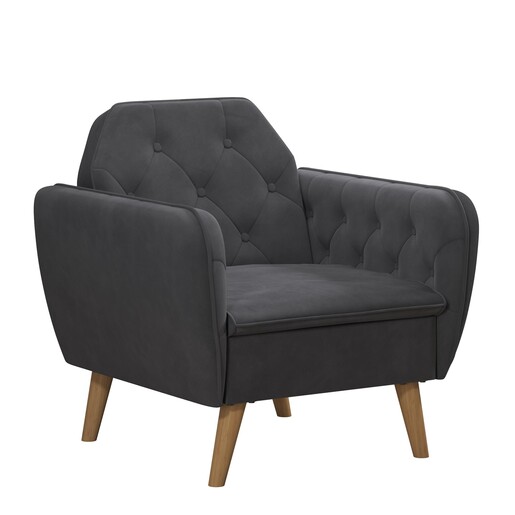 Sessel Teresa (1-St), Bezug in Samtoptik, Diamant-Steppung, Sitzhöhe 44,5 cm in grau