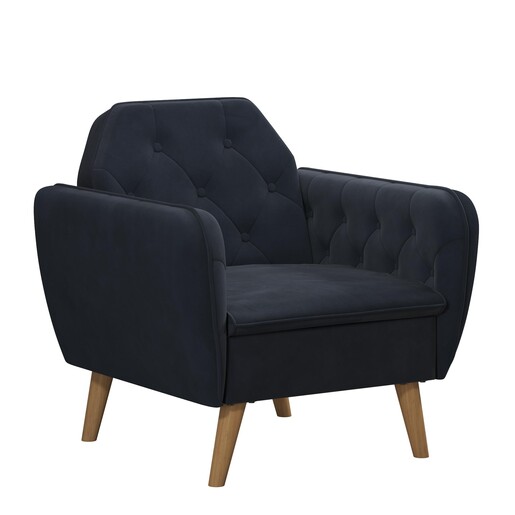 Sessel Teresa (1-St), Bezug in Samtoptik, Diamant-Steppung, Sitzhöhe 44,5 cm in blau