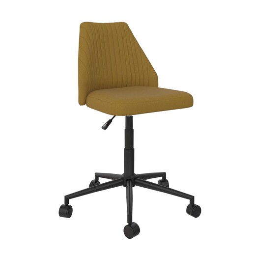 Schreibtischstuhl Brittany Bezug aus Leinenstoff, Metallgestell, Sitzhöhe ca. 42-51 cm in Mustard