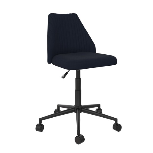 Schreibtischstuhl Brittany Bezug aus Leinenstoff, Metallgestell, Sitzhöhe ca. 42-51 cm in blau