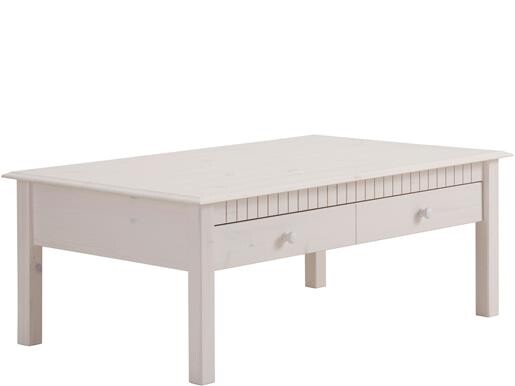 Couchtisch LENE aus Kiefer mit Schublade in weiß, 110 cm