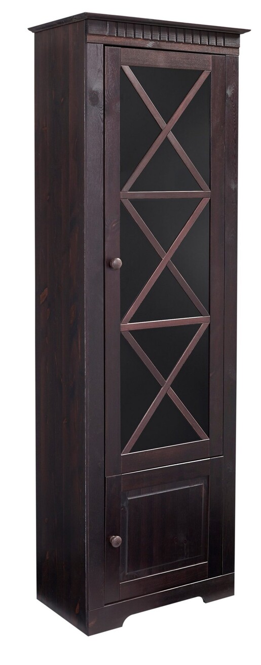 2-trg. Vitrine LENE aus Kiefer massiv in havana lackiert