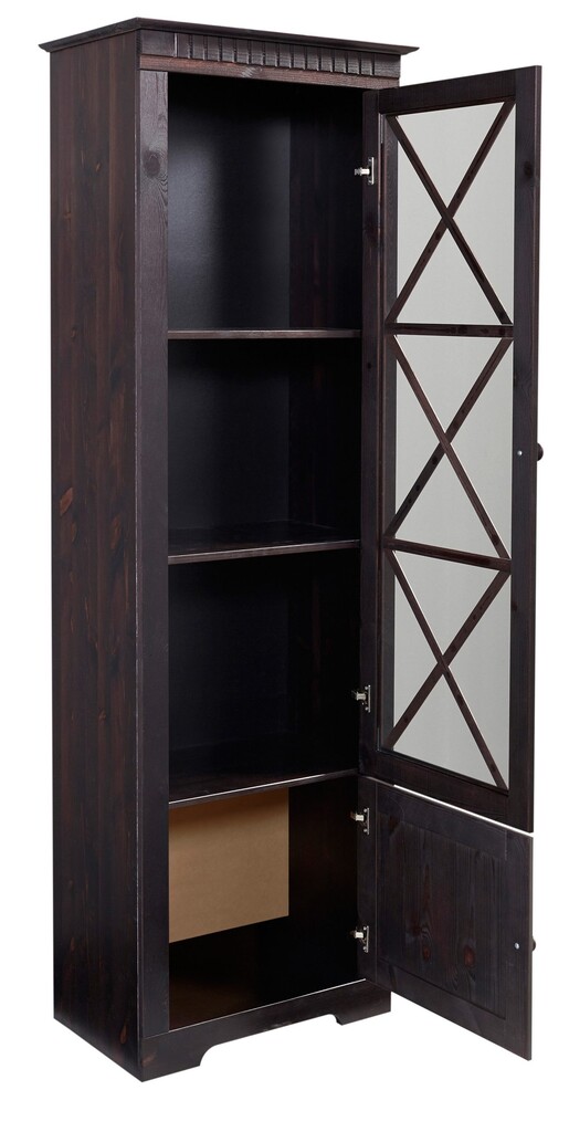 2-trg. Vitrine LENE aus Kiefer massiv in havana lackiert