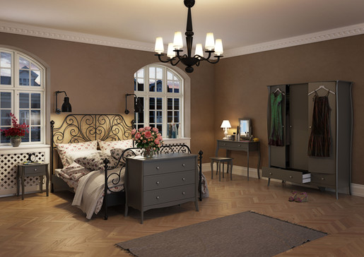 Nachttisch BAROQUE 1 Schublade MDF in grau