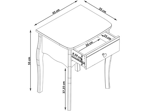 Nachttisch BAROQUE 1 Schublade MDF in grau