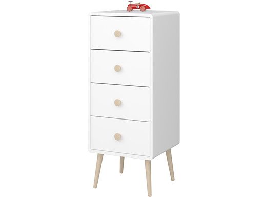 Kommode GIGI 4 Schubladen im skandinavischen Design, weiß