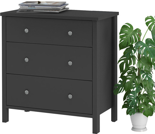 Kommode TICO 3 Schubladen aus MDF in schwarz