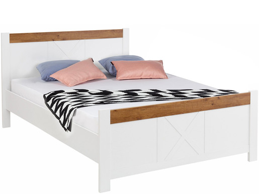 Bett JULIA 180x200 cm im Landhausstil in weiß-eichefarben