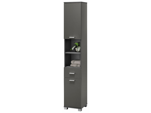 2-trg. Badezimmer Hochschrank RON in grau Hochglanz