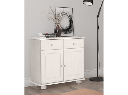 2-trg. Sideboard ANNETTE aus Kiefer massiv in weiß lasiert