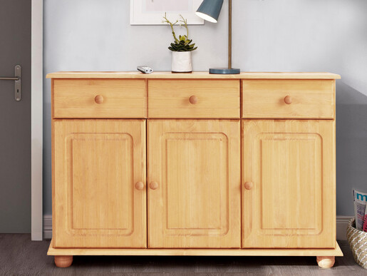 3-trg. Sideboard ANNETTE aus Kiefer massiv in gebeizt geölt