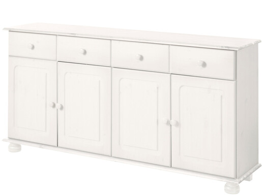 4-trg. Sideboard ANNETTE aus Kiefer massiv in weiß lasiert