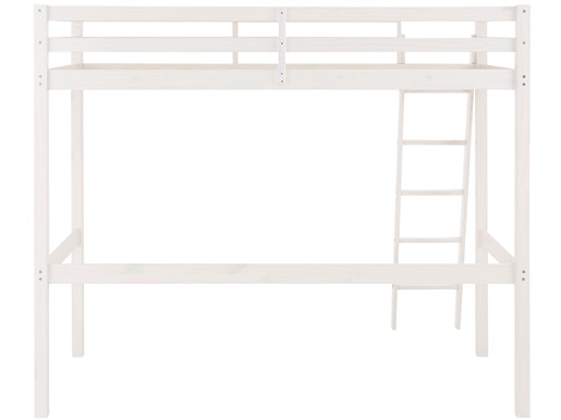 Hochbett ANTJE aus Kiefer Massivholz mit Leiter in weiß