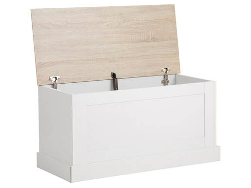 Sitzbank BLAIR mit Stauraum in weiß/eichefarben, 90 cm