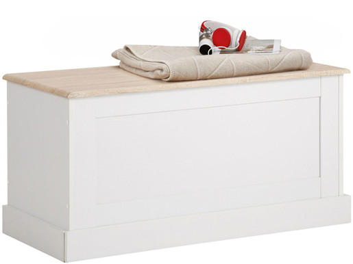 Sitzbank BLAIR mit Stauraum in weiß/eichefarben, 90 cm