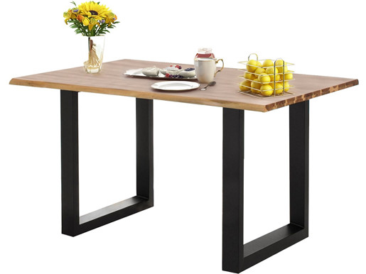 Esstisch MEI aus Akazie mit Metallbeinen in schwarz, 120 cm