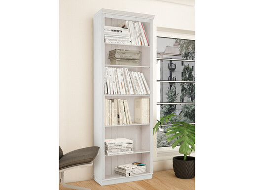Bücher ANITA Büro mit je 6 Fächer Aus Kiefer massiv in Landhausstil 74x223cm weiß lackiert