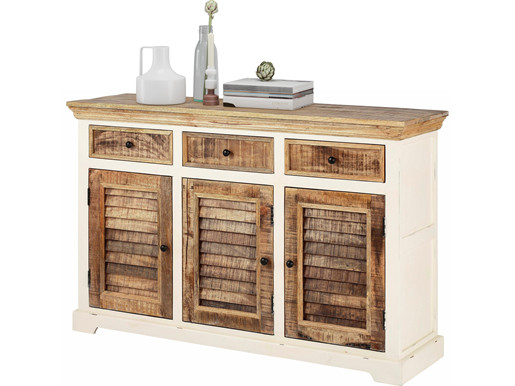 Sideboard SYLT Breite 140 cm Mangoholz natur weiß