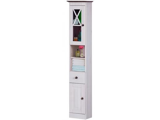 Hochschrank CHERYL aus Kiefer massiv in havanna und weiß