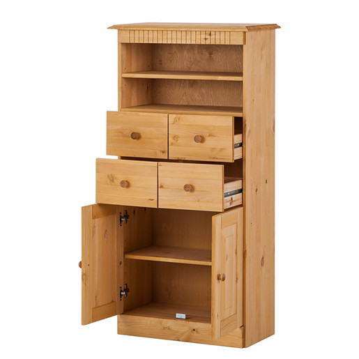 Midi-Schrank CHERYL aus Kiefer massiv in gebeizt geölt