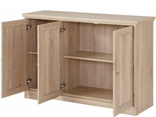 3-trg. Sideboard NELE aus MDF in eichefarben, 118 cm breit