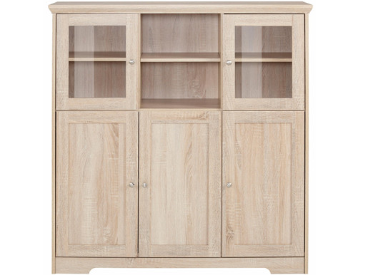 Highboard NELE aus MDF in eichefarben mit 2 Glastüren