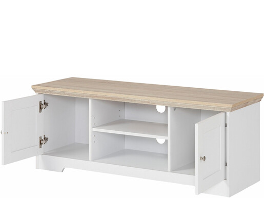 2-trg. TV-Lowboard NELE aus MDF in weiß/eiche, 118 cm breit