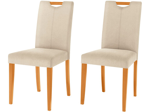 2er-Set Esszimmerstühle SVEA Microfaser in creme/natur