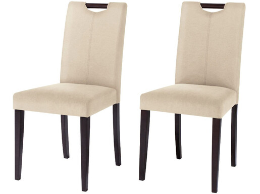 2er-Set Esszimmerstühle SVEA Microfaser in creme/dunkelbraun