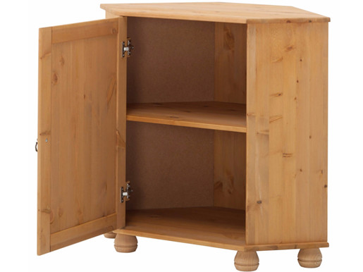 1-trg. Eckkommode FOTINA aus Kiefer massiv in gebeizt geölt