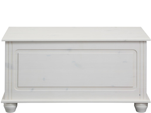 Sitztruhe FOTINA aus Kiefer massiv in weiß lackiert, 85 cm