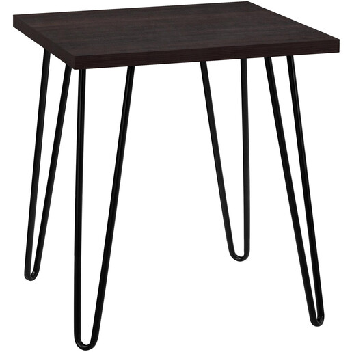 Beistelltisch Owen Wohnzimmertisch, Nachttisch, Metallbeine Hairpin, 49,5 cm breit in expresso